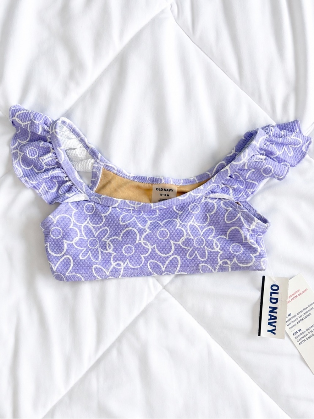 💦 OLD NAVY NWT Lavender Floral Textured Swim Top 12-18M Poolside Coquette